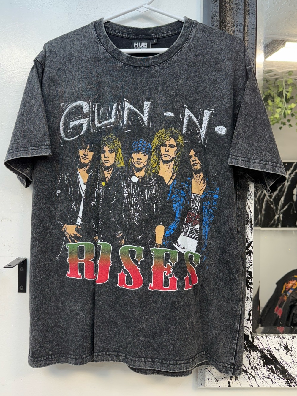 GUN-N-ROSES rock acid wash Graphic Tee